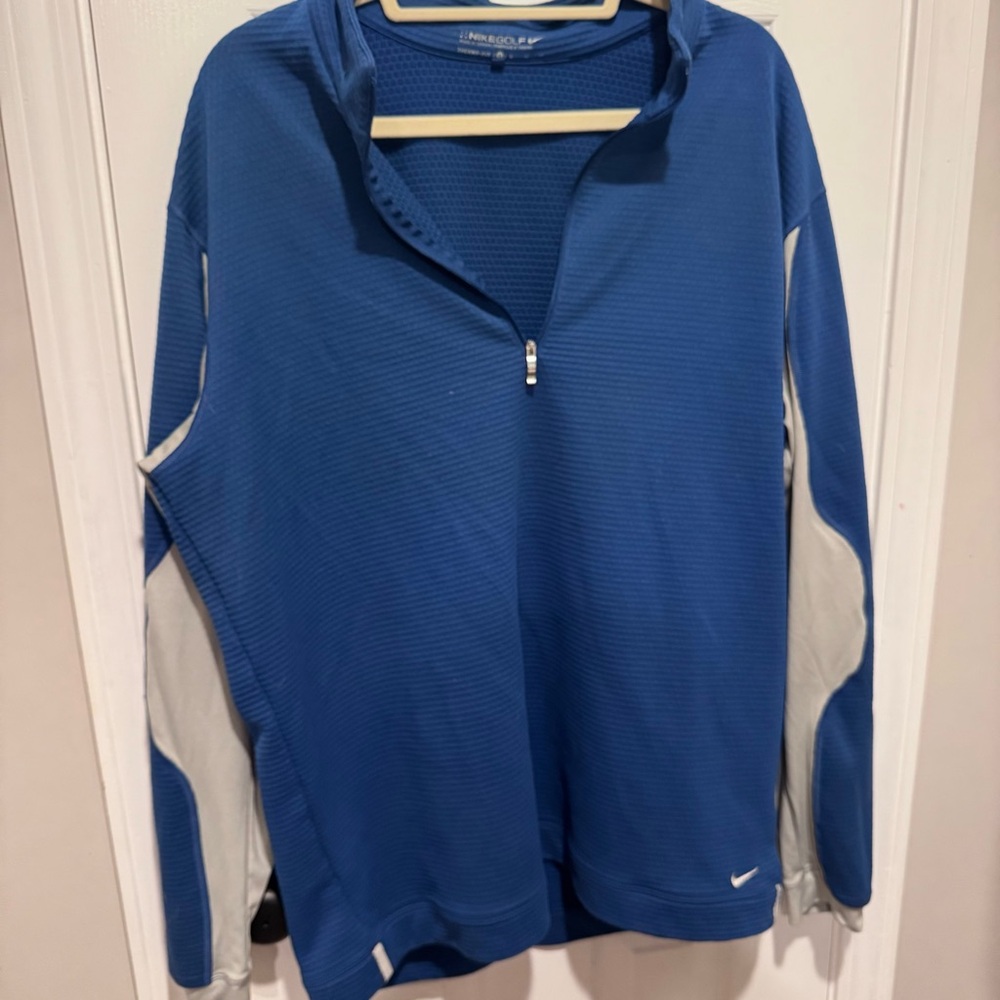 Nike Golf Blue Therma-Fit Pullover Quarter Zip Size XL